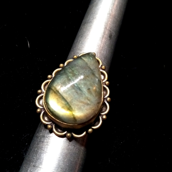 114 NWT Labradorite gemstone crystal 925 silver ring size 7 free shipping sale - Picture 4 of 8